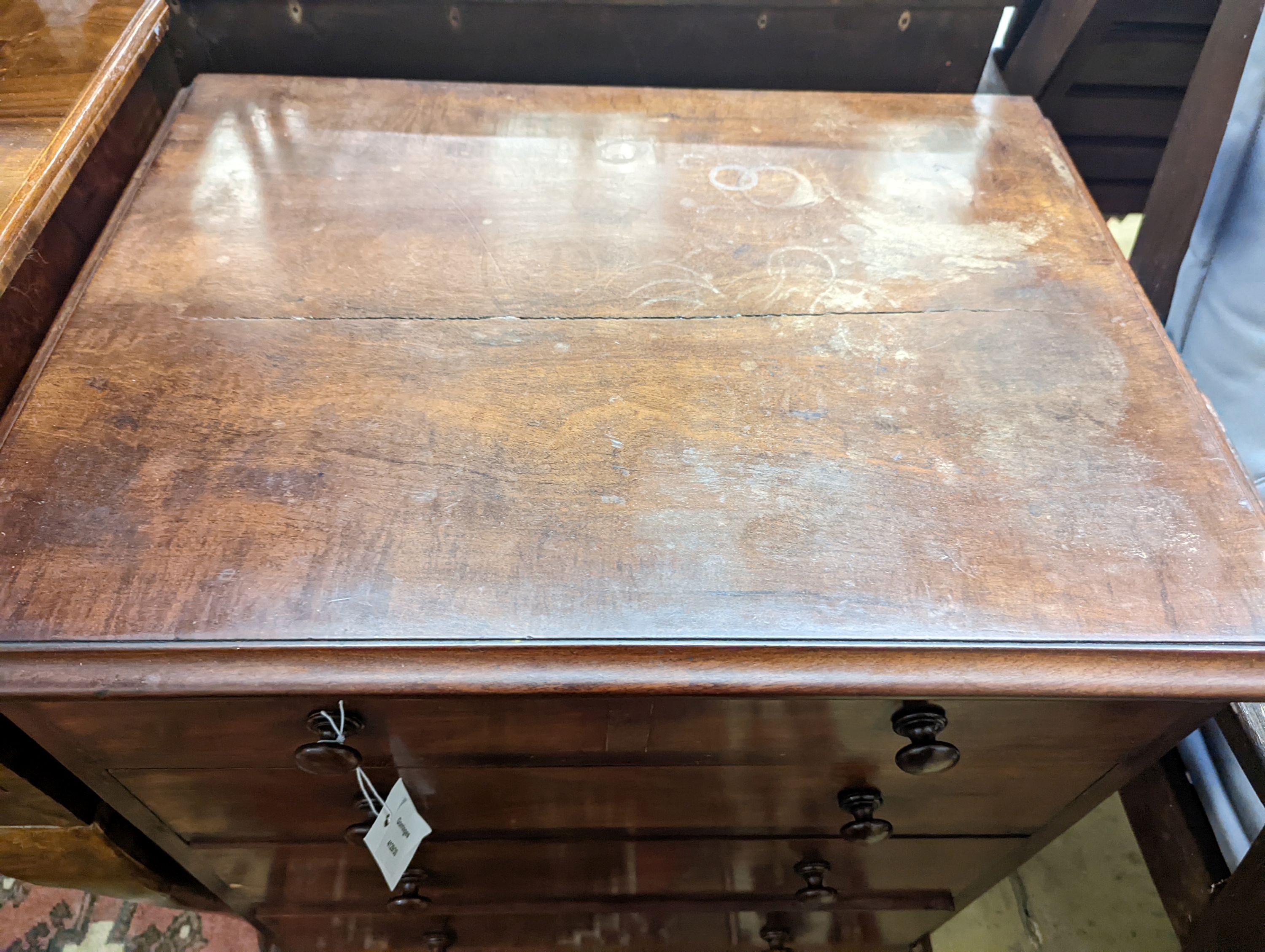 A small 19th century mahogany four drawer chest converted from a commode, width 59cm, depth 44cm, height 72cm